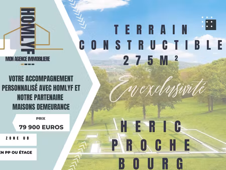terrain constructible proche bourg heric 275m2