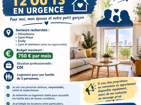 ? recherche appartement t2 ou t3 en urgence – 750 maximum bonjour à tous, je recherche en 