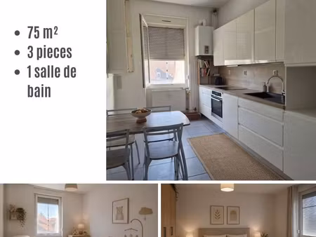 appartement 3 pièces - 75m2 - étage 1 - entièrement rénové à 1 min du centre-ville