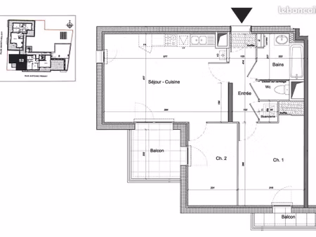 appartement 3 pièces 58 m²