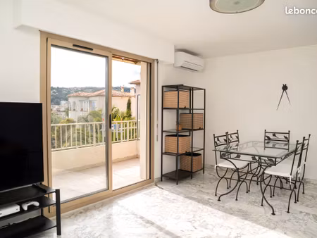 appartement f2 44m² rénové – 2 terrasses – garage & cave – nice cimiez (brancolar)