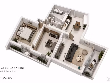 t2 de 77 m² avec possibilité t3 + 2 balcons de 6 m² – marseille 4e
