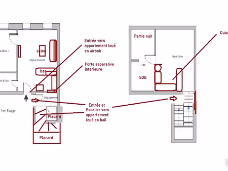 duplex sous divisé en 2 t2 tout équipés compans caffarelli plusieurs possibilités