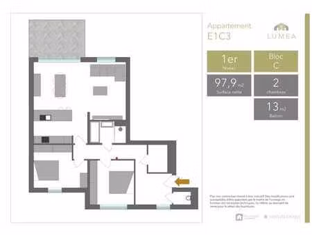 appartement deux chambres avec jardin