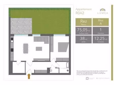appartement une chambre avec jardin