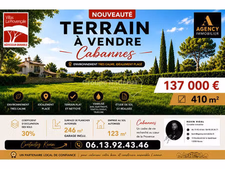 terrain constructible libre constructeur 410m²