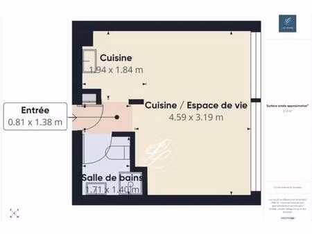 vente - appartement 1 pièces 22 m2 paris