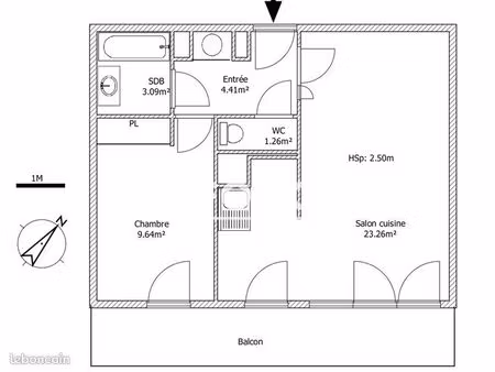 appartement 2 pièces 41 m²