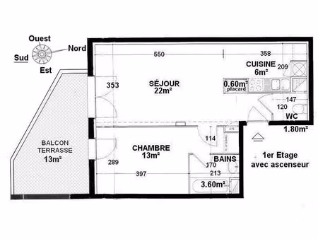 t2 47m² + terrasse 13m²