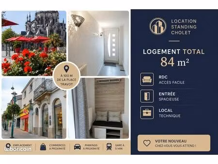 maison de ville meublée – hypercentre cholet – 84 m² – balcon + local vélos