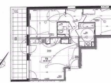 vente appartement 3 pièces à angers capucins verneau (49000) : à vendre 3 pièces / 59m² an