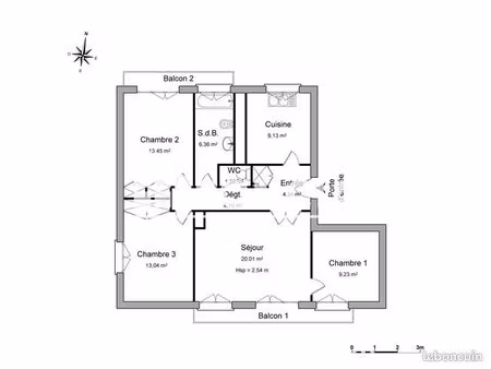 appartement 4 pièces 80 m²