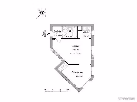 studio 1 pièce 32 m²