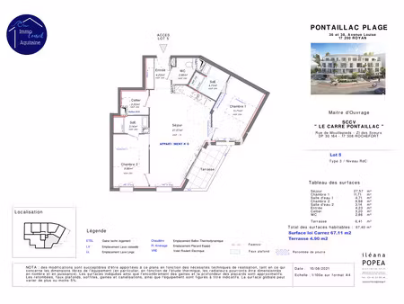 investissement locatif defiscalisant royan pontaillac plage - t4 83.51 m2 avec terrasse et