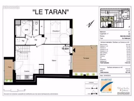 duplex 5 pièces 110 m²