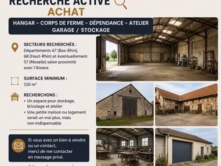 recherche hangar, grange, atelier, dépendance ou corps de ferme
