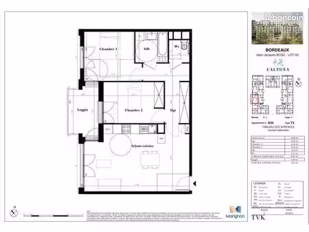 t3 meublé récent – 70 m² – loggia – bordeaux – résidence 2024