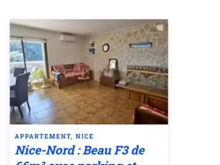 appartement nice nord 3 pièces 67m2