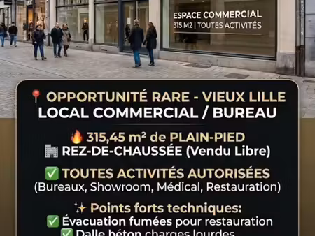 vieux lille - local commercial / bureaux 315 m2