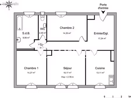 appartement 3 pièces 90 m²