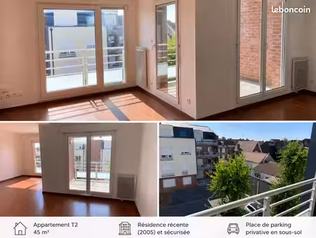t2 45 m² avec balcon + parking – libre d’occupation