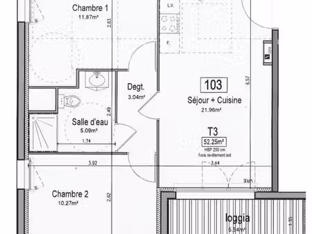 t3 52m2 à st ave