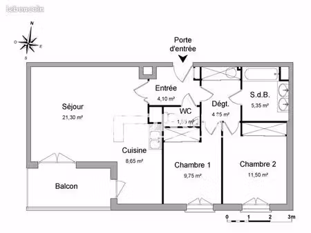 appartement 3 pièces 67 m²
