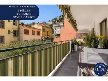 nice nord : 3 pièces 72 m² - terrasse - cave - garage en sus