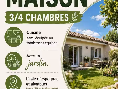 recherche maison 3/4 chambres