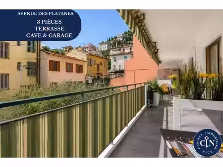 nice nord : 3 pièces 72 m² - terrasse - cave - garage en sus