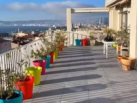 appartement meublé 104m² - vue mer & notre-dame - grande terrasse - marseille 7ème