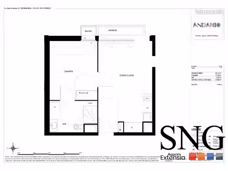 appartement 2 pièces 38 m²