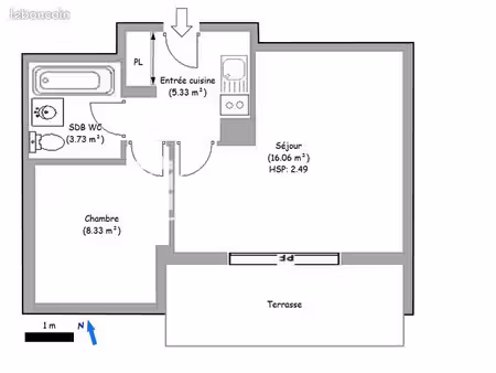 appartement 2 pièces 33 m²