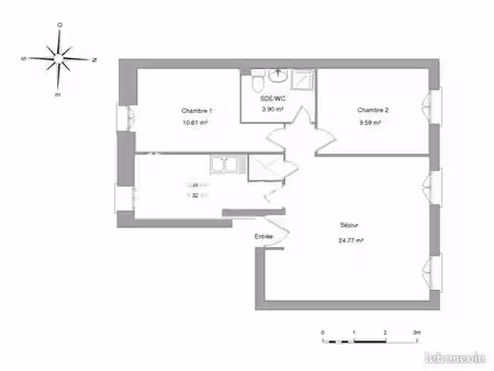 appartement 3 pièces 56 m²