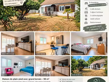 maison familiale de 90 m² avec terrain de 800 m² et garage
