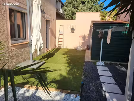 béziers, proche auchan, appartement f3 avec deux jardins et parking au rdc d une villa
