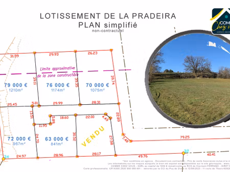 achat terrain 1 075m² peschadoires 63920