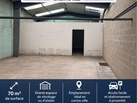 à louer – hangar / espace de stockage de 70 m² en centre-ville