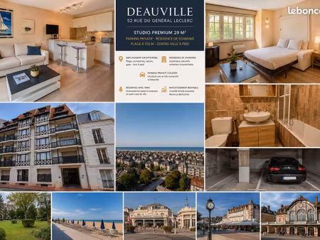 deauville – plage à 150 m – studio premium de 29 m² – parking privatif – résidence de stan