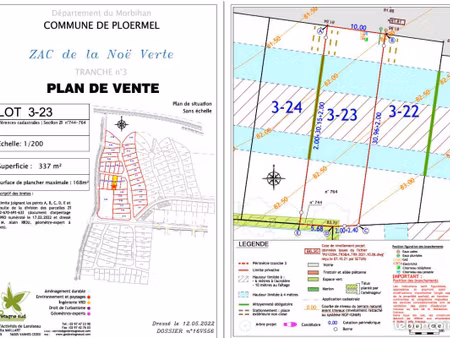 terrain 337 m² ploermel