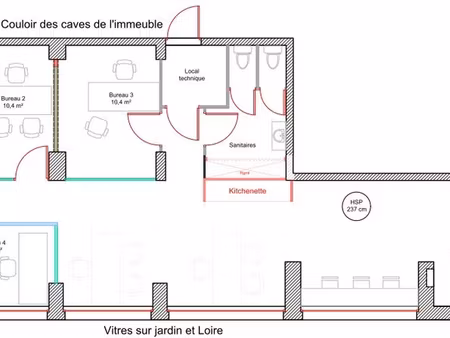locaux professionnels de 117 m² en rdc  sur l'île de nantes - mangin / beaulieu - 1 open s
