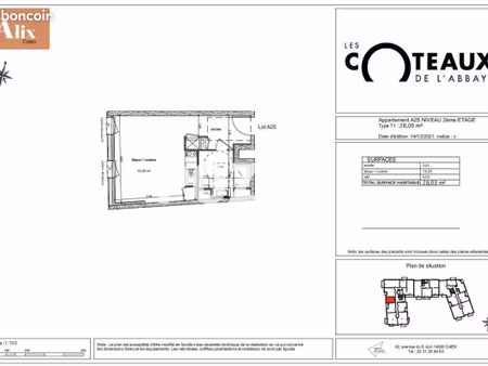 appartement 1 pièce 28 m²