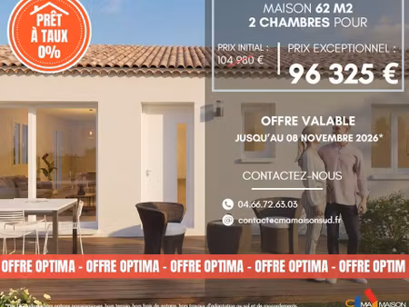 projet de construction d'une maison 62 m² avec terrain à vauvert (30)