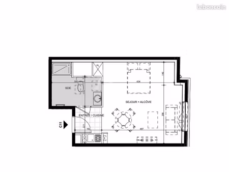 studio 1 pièce 34 m²