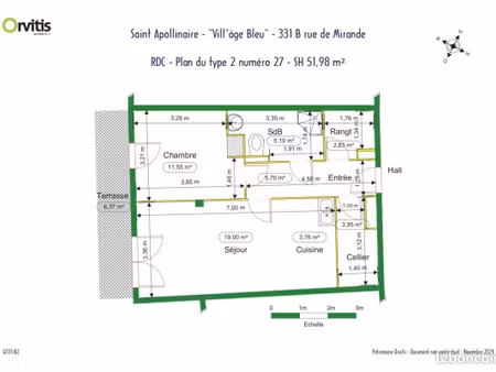 appartement 2 pièces 52 m²