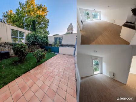 saintes rive droite – t2 50m²  vue sur l'abbaye aux dames  terrasse & jardin privatif de 5