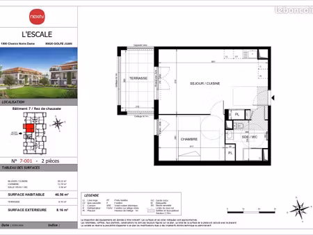 appartement 2 pièces 46 m²