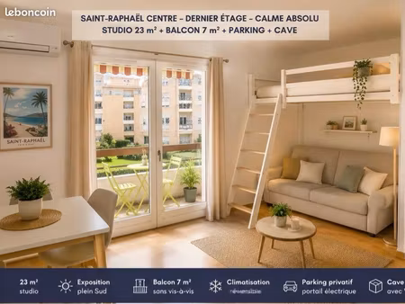 studio dernier étage st raphaël centre balcon plein sud