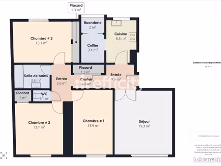 appartement 4 pièces 90 m²
