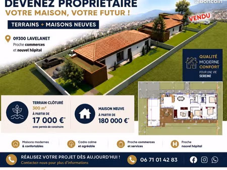 à vendre terrain et maison à construire